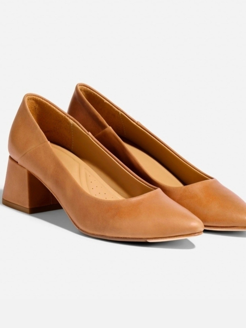 Nisolo Florela Classic Tan Block Heel Pumps - Women New Sz 8